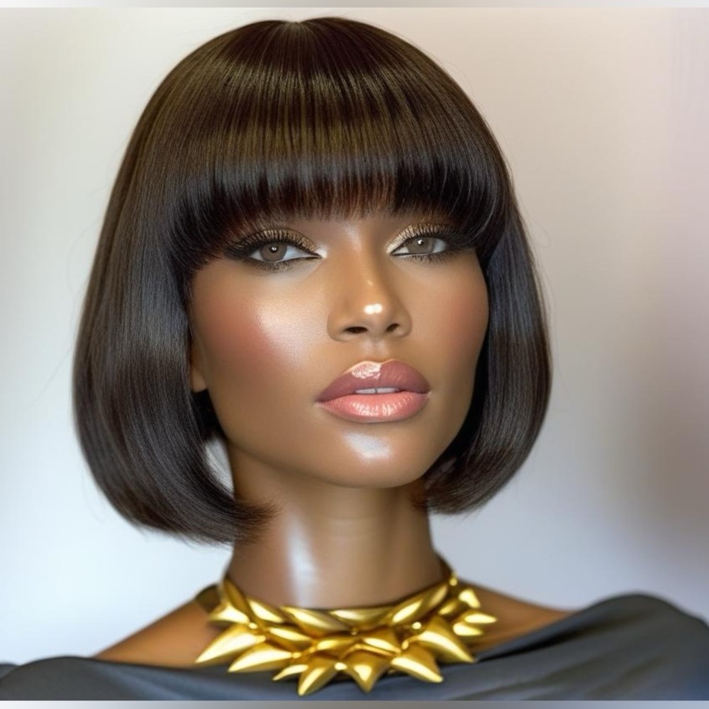 BC263 Brazilian Remy Short Straight Bob Wig 8”